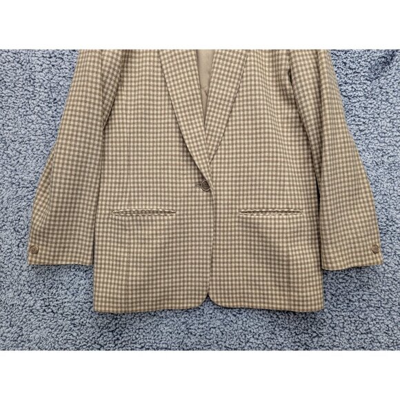 VTG Pendleton 100% Wool Blazer Size 12 Tall Academia Preppy Check Tweed Beige - Picture 4 of 16